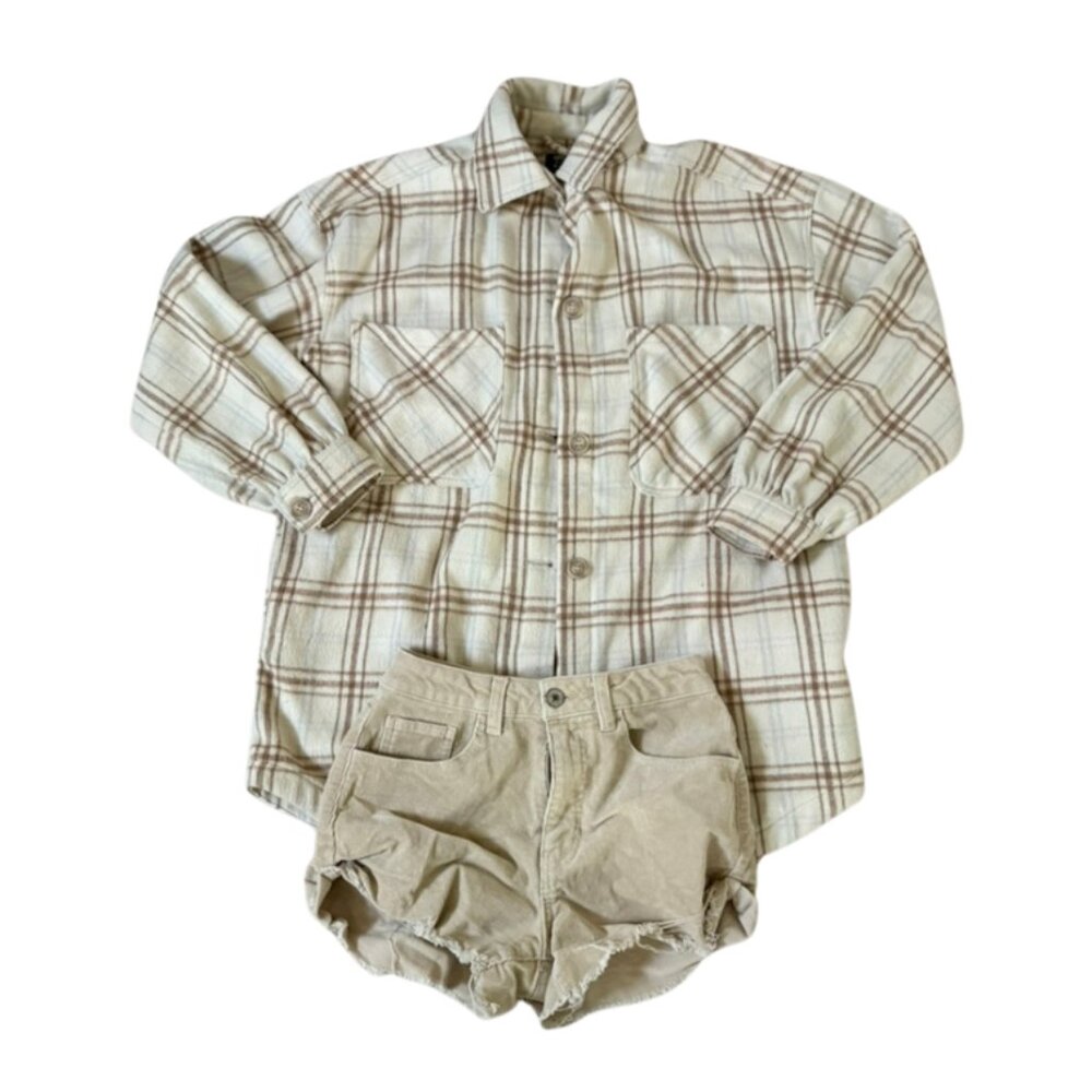 Cotton On Brown Plaid Flannel – Size M Recycled Fabric